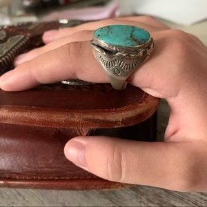 VTG Sterling Silver Turquoise Ring 12.5